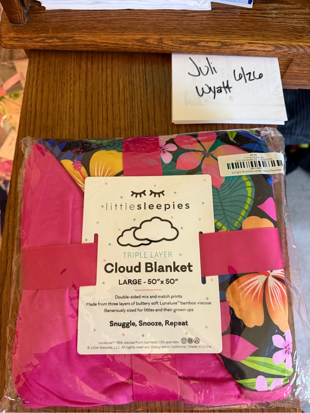 Little Sleepies Hot Pink Floral Triple-Layer Cloud Blanket